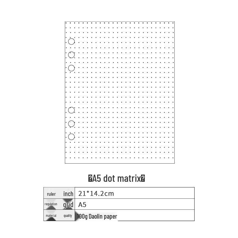 2021 A5 Loose-Leaf Planner Refill: Blank Grid & Lined Inner Pages, 6-Hole