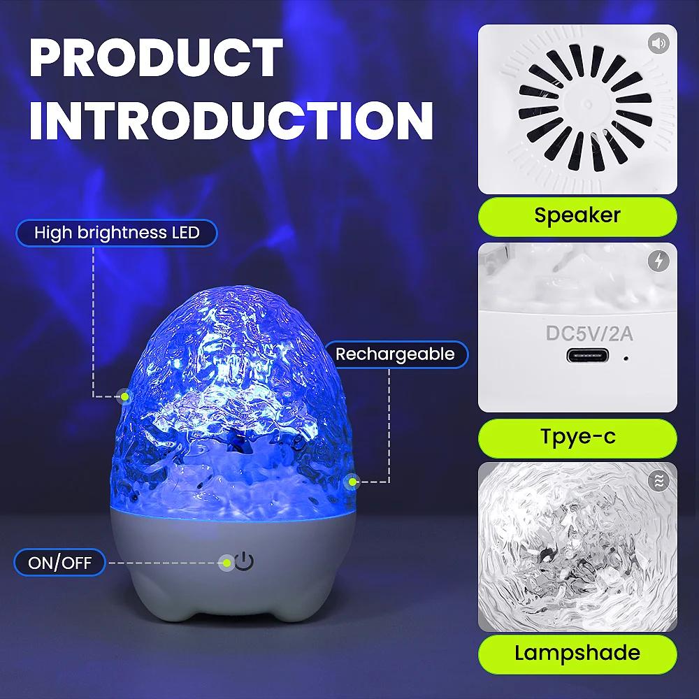 13-Color Rotating Dinosaur Egg Night Light USB Rechargeable Projector with Touch & Remote for Kids Bedroom Party Decoration