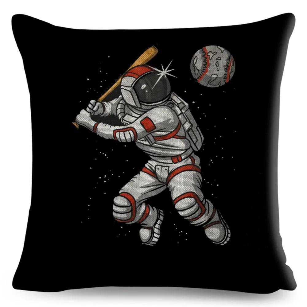 Cartoon Astronaut Sports Cushion Sofa Home Decoration Kids Room Planet Music Pillowcase