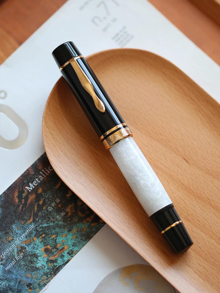 Majohn P139 Piston Resin Fountain Pen Large Capacity #8 F/M All Brass Piston System Writing Gift Pen Stationery School Supplies