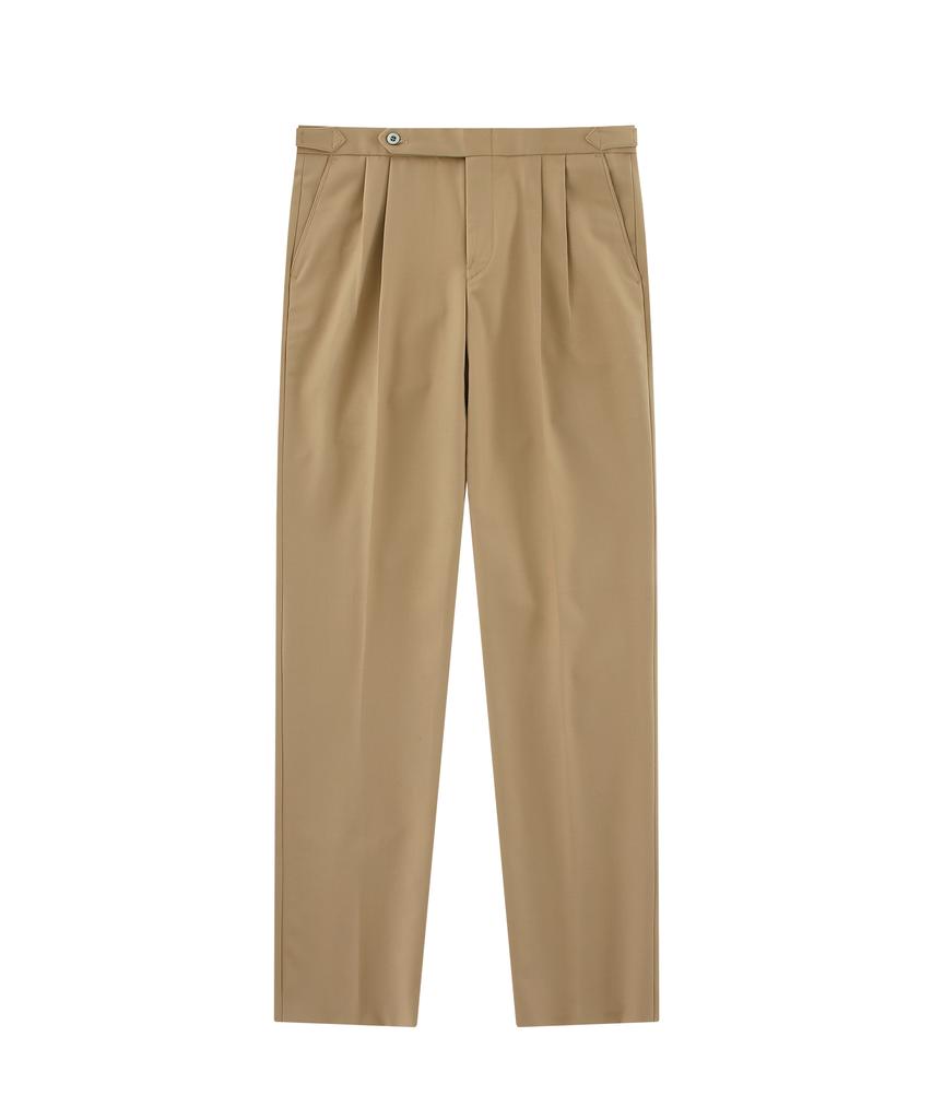 BELLIEF 23Ss Wool Soft Two Tuck Adjust Pants (Beige)