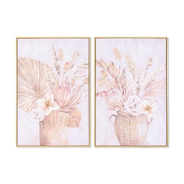 Objet décoratif - Cadre avec vases - 60 x 3,5 x 90 cm - Blanc - Style scandinave moderne