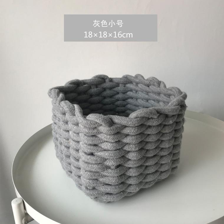 Nordic Cotton Line Ručně tkaný úložný košík z hrubého lana Jednoduchý stolní organizér Box na dětské hračky, svačiny, klíčenky, kosmetické drobnosti