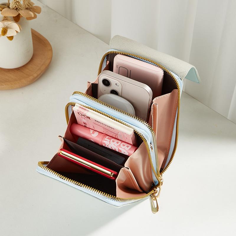 Women's bag new trend simple mobile phone bag crossbody solid color vertical wallet women's bag