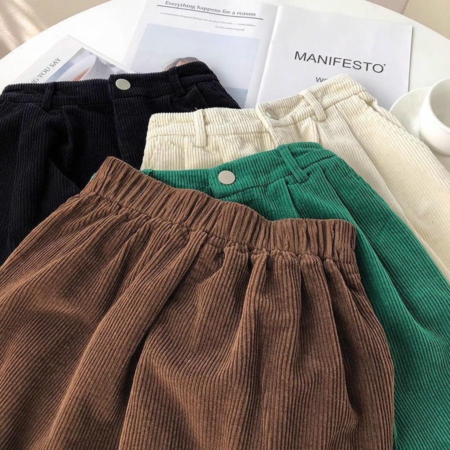 Vintage Velvet Shorts Women Spring New High Waist Straight Leg Loose Slim Fit Wide Leg Pants for Boots