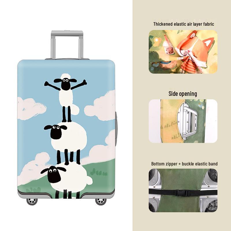 Elastic Zippered Travel Suitcase Protective Cover - Durable, Printed, and Wear-Resistant
