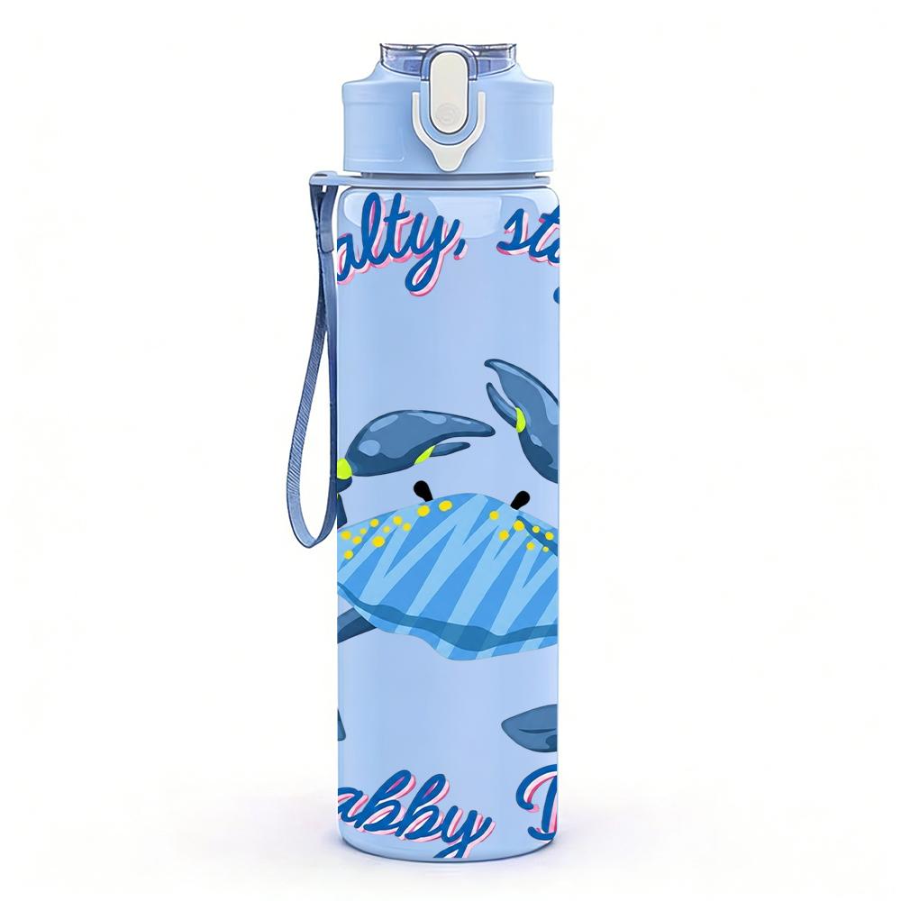 1PC Stay Salty Crab Text 750ml Color Plastic Sports Water Bottle Leakproof Flip Straw Lid Suitable for Sports Office Home Use