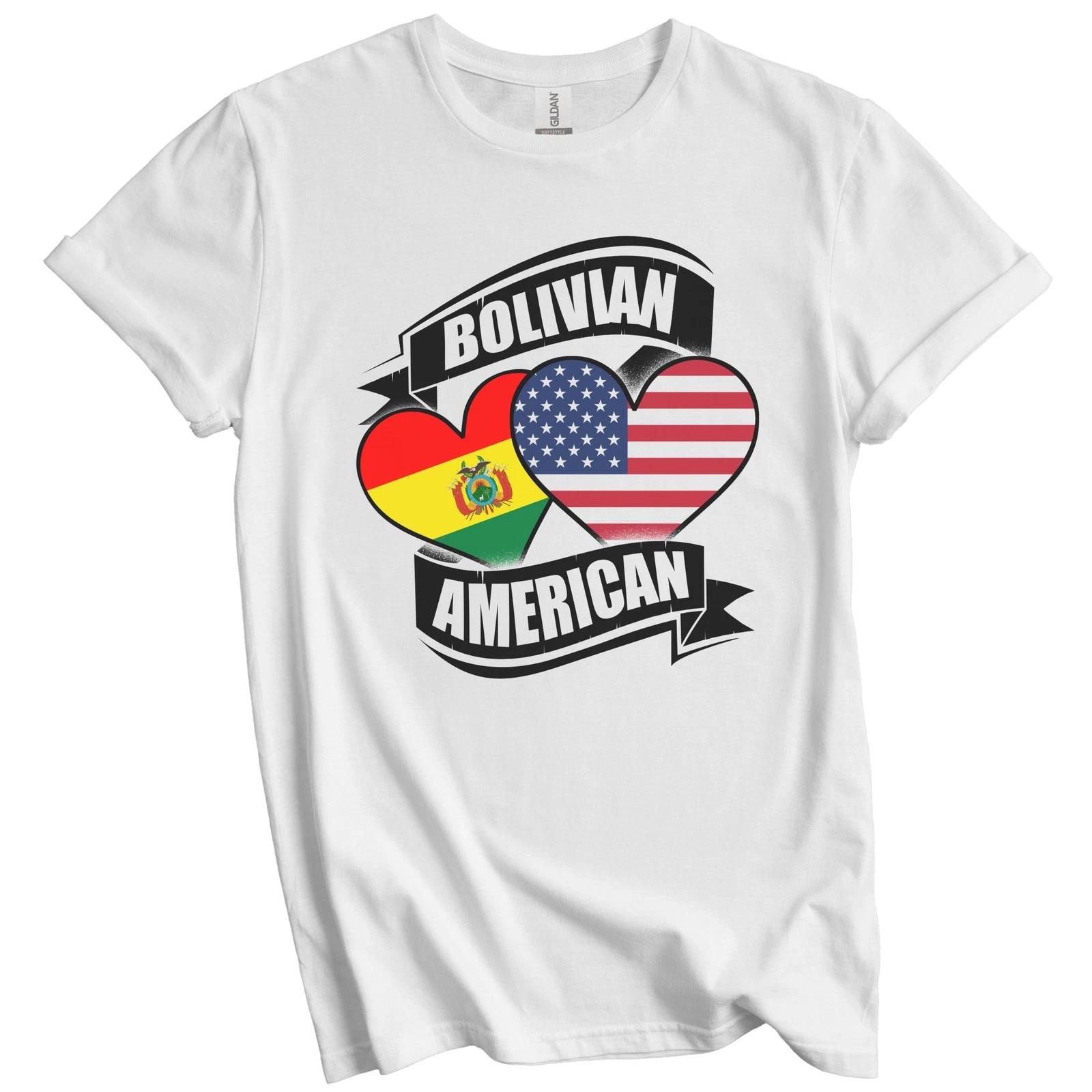 Bolivian American Hearts USA Bolivia Flags T-Shirt XL