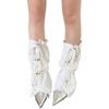 Women Harajuku Leg Warmer with Adjustable Drawstring Punk Flared Long Socks Grunge Baggy Loose Foot Cover Streetwear
