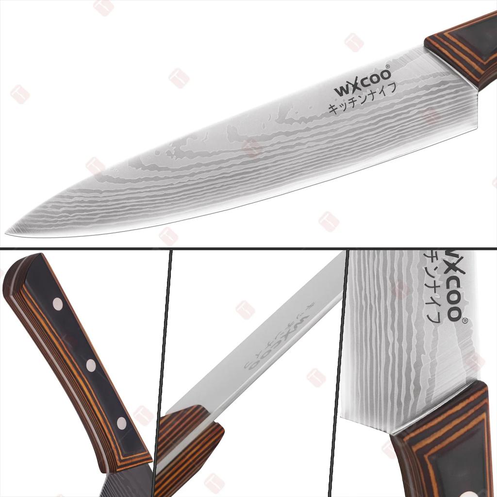 WXCOO 4" Japanese Fruit Knife  with Gift Box Sharp Blade Kitchen Chef Knife Ergonomic Wood Handle Stainless Steel Santoku Knives
