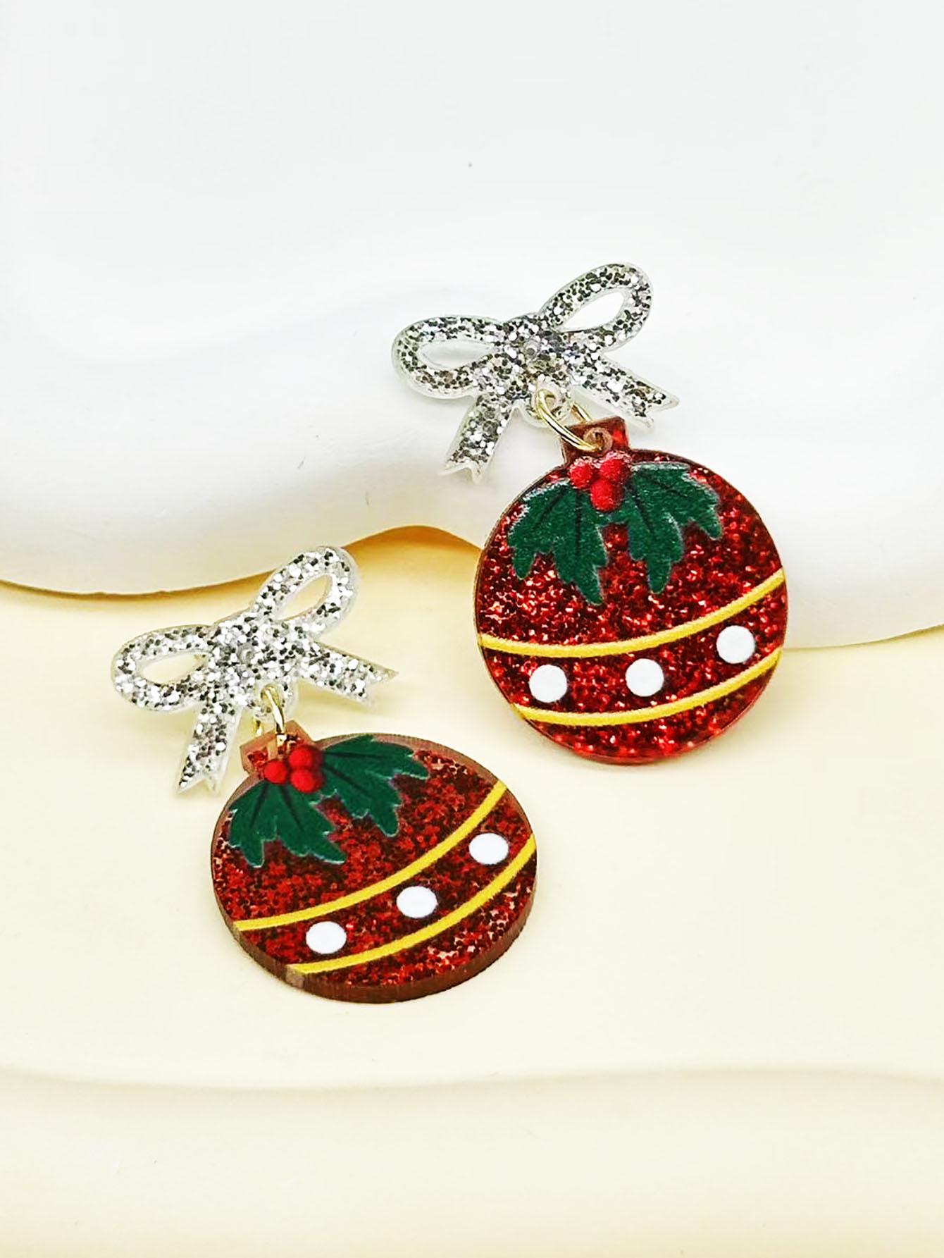 Handmade Acrylic Cartoon Christmas Earrings – Creative Holiday Jewelry