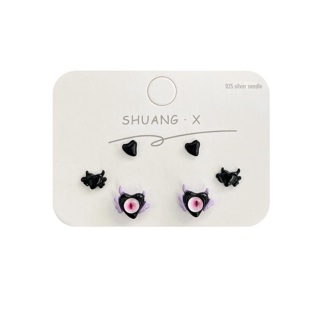 "Exquisite Cartoon Flying Monster Earrings - Silver Needle, Funny & Unique for Students"