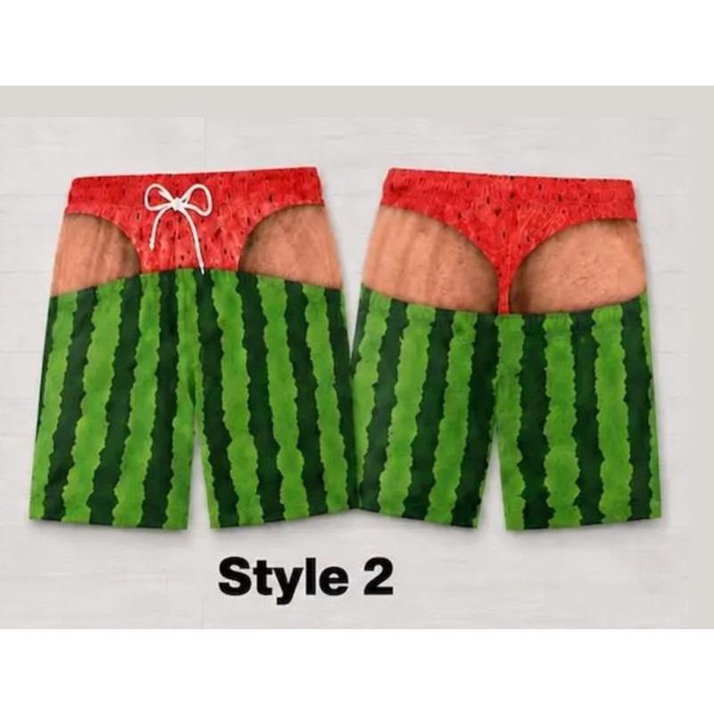 Personalized Funny Swim Trunks, Gift for Men, Funny Summer Vacation Shorts Fruit Pattern Printed Shorts Swimwear Beach Shorts