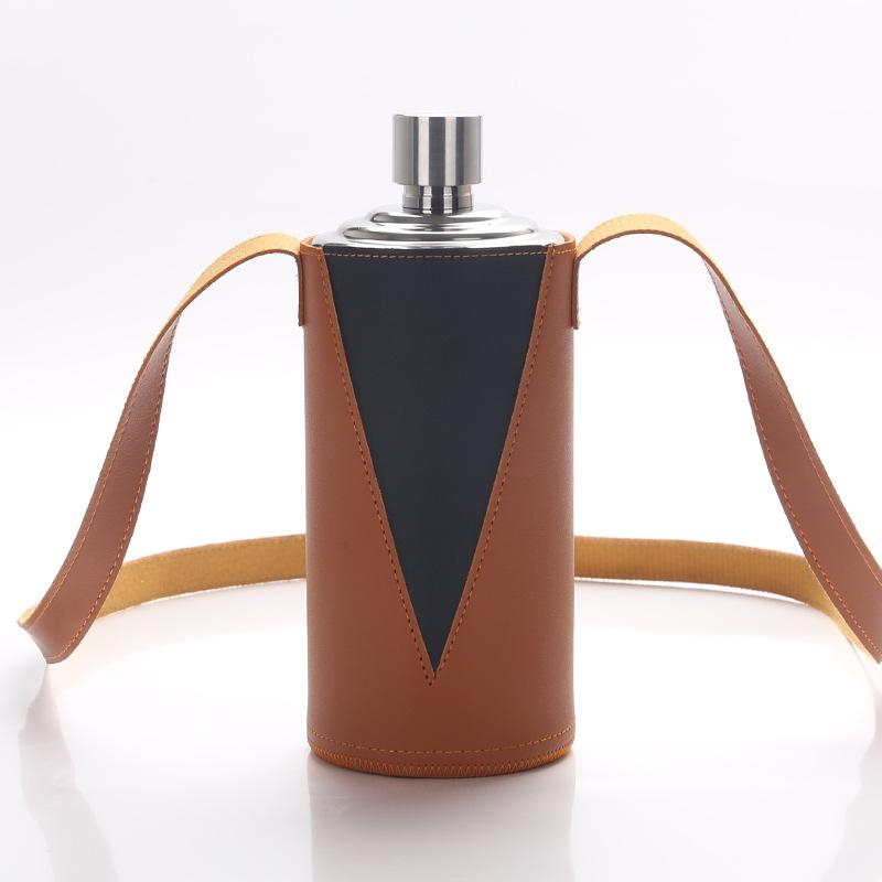 Fiaschetta in Acciaio Inossidabile 304 per Uomo con Imbuto e Bicchierini 500ML Più Grande Portatile Bottiglia per Liquori Acqua Con Pelle