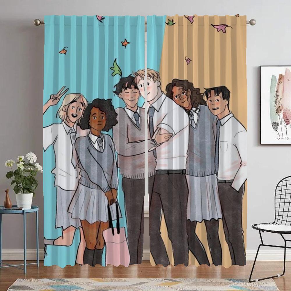 Window Curtain for Room 2 Panel Heartstopper Partition Elegant Room Curtains Shades Tulle for Bedroom Halloween Decoration Child