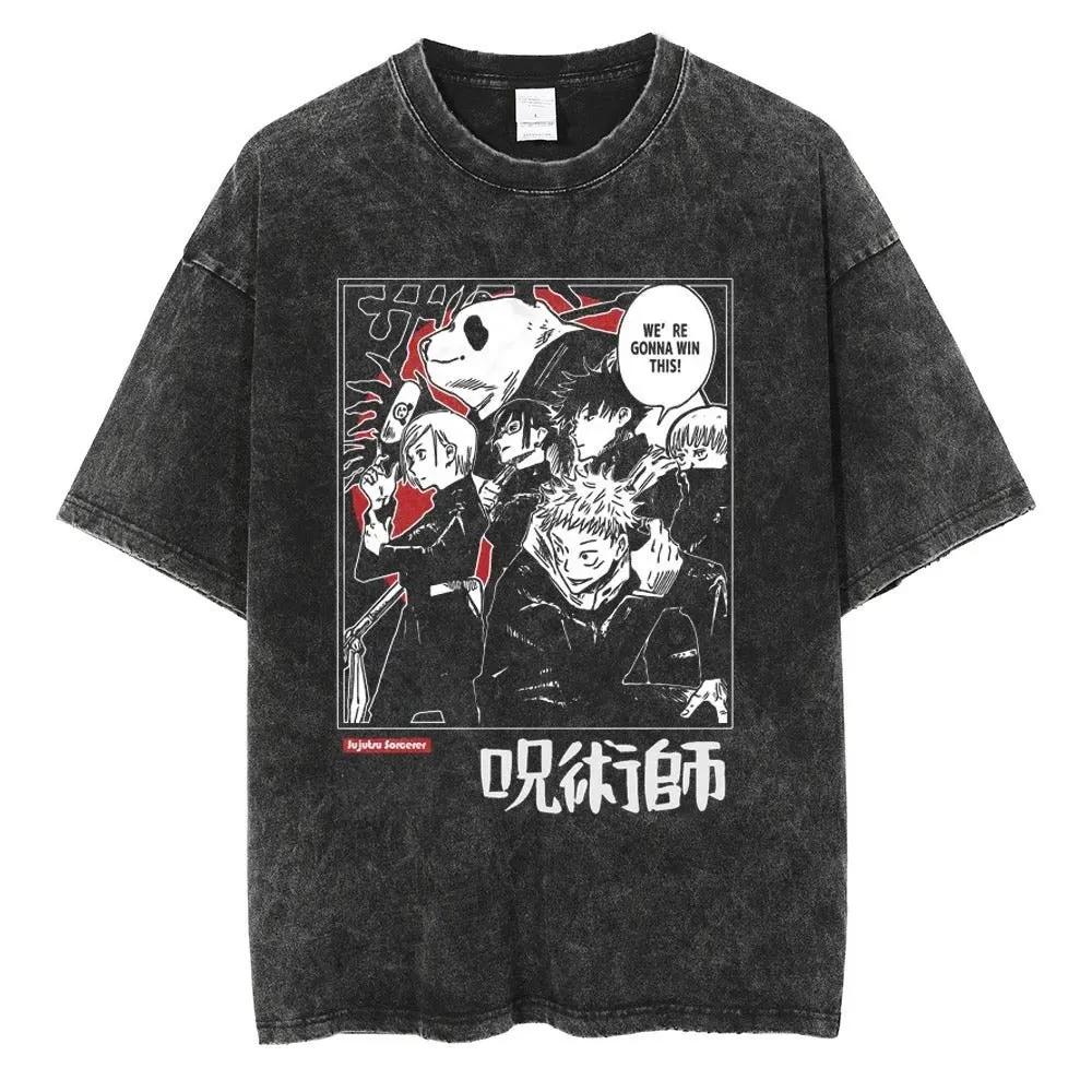 Ryomen Sukuna Jujutsu Kaisen Anime Oprané Tričko Vintage Hip Hop Bavlna Pánské Staré Streetwear Oversized Dámské Krátký Rukáv