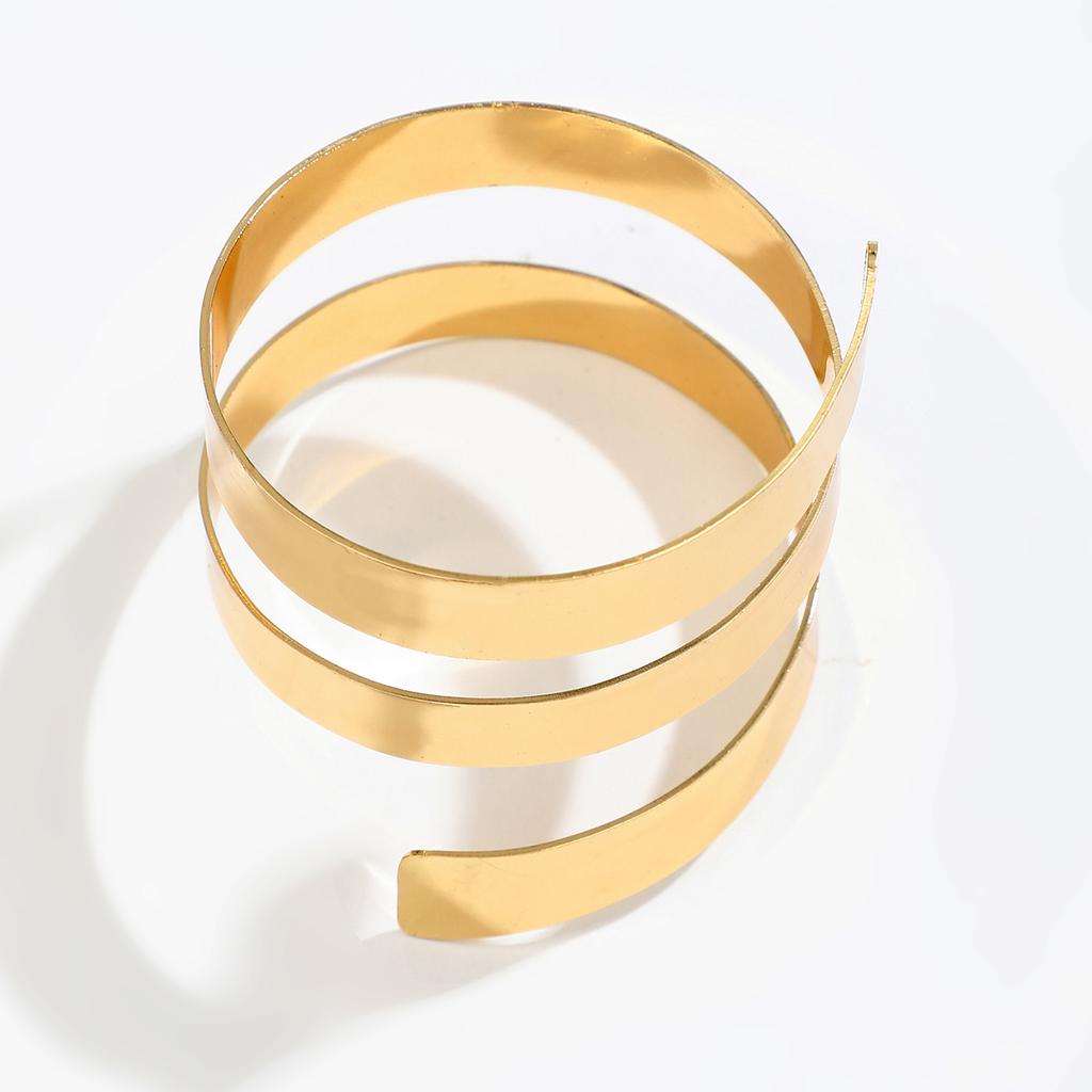 IngeSight.Z Punk Metaal Glad Meervoudig Gelaagd Spiraal Open Manchet Armband Bangle Voor Vrouwen Vintage Gouden Kleur Breed Hand Armband