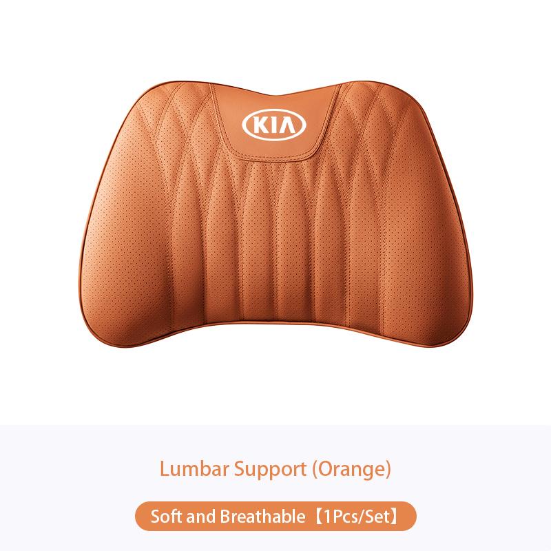 Car Leather Waist Pillow Supports Breathable Memory Foam Cushion For KIA EV6 Stinger RIO Sorento Picanto Ceed Borrego Syros K4
