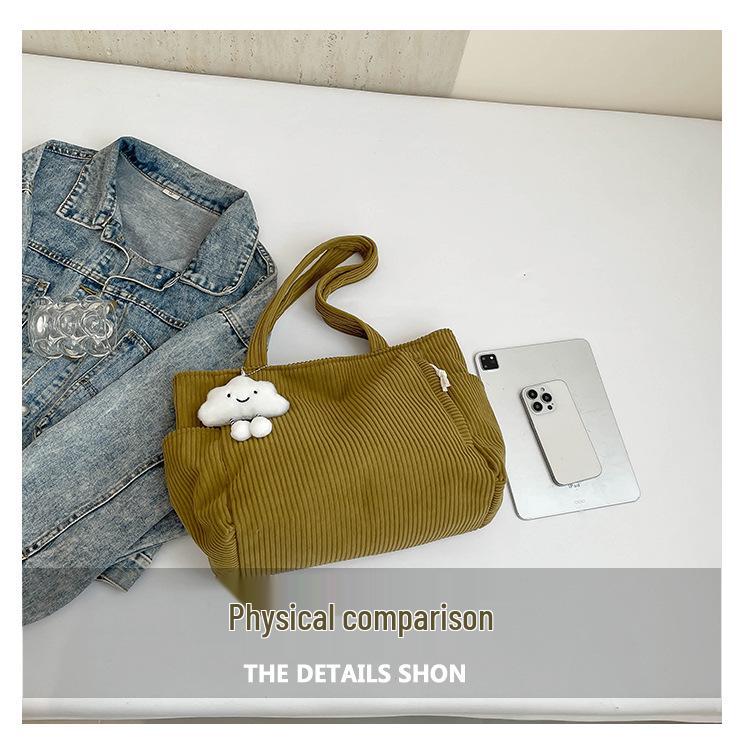 Women's Corduroy Mori-Style Handbag - Large Capacity, Versatile Retro School Bag