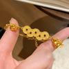 Gold-Plated Five Emperor Coins & Gourd Bracelet: Brings Wealth & Good Fortune
