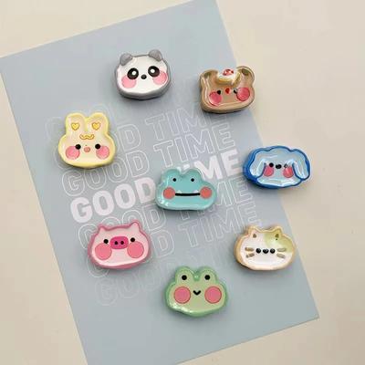 7pcs Cute Mini Animal Head Fridge Sticker Cat Bear Frog Decorative Magnet Rabbit Hole Hole Board Children's Whiteboard Sticker