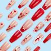 24 Pezzi Unghie Finte a Stiletto Lungo per San Valentino con Disegni a Cuore Unghie Press on Copertura Totale Unghie Finte per Donna