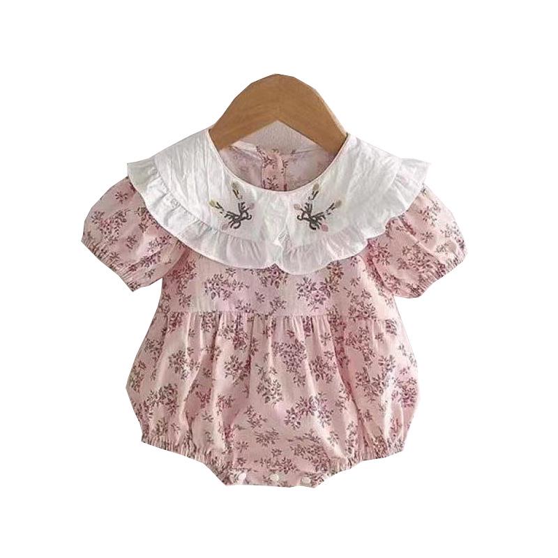 Floral Baby Girl Summer Romper - Sweet Short Sleeve Bodysuit