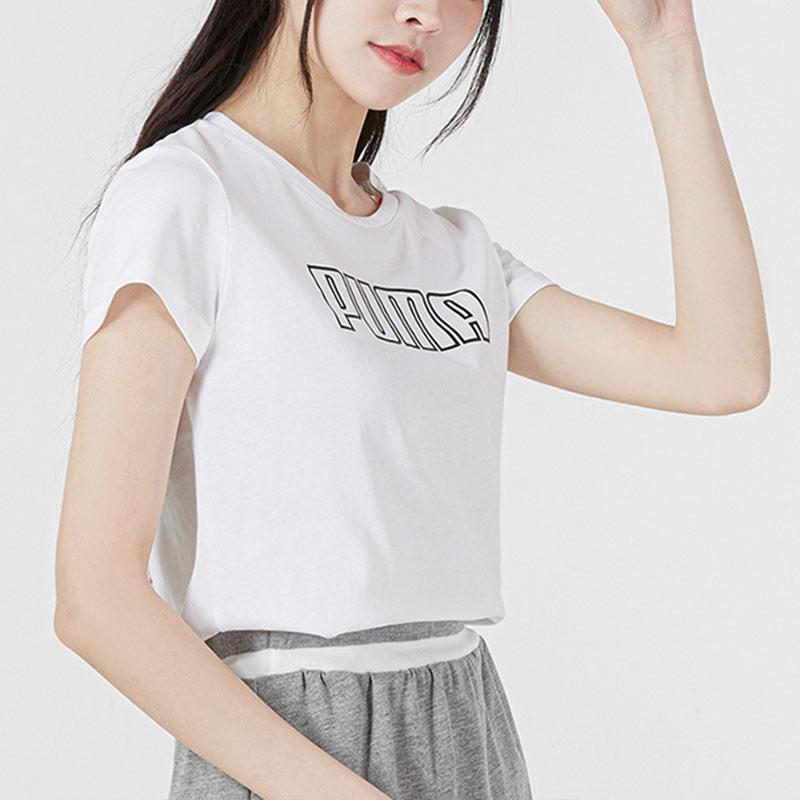 Puma Logo Short Sleeve T-Shirt Women Tops White 671603-02