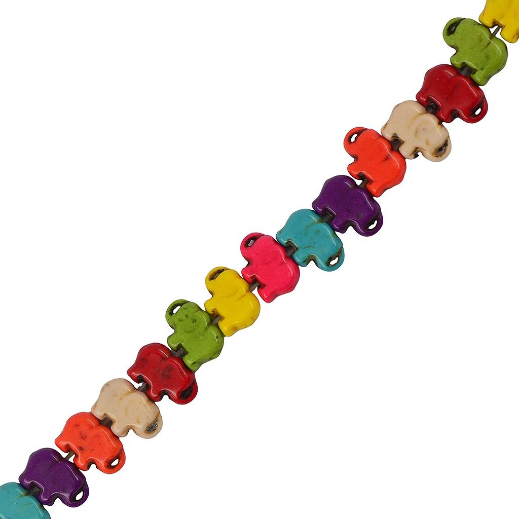 42pcs Howlite Turquoise Candy Multicolor Flat Elephant Spacer Loose Beads DIY Jewelry Findings