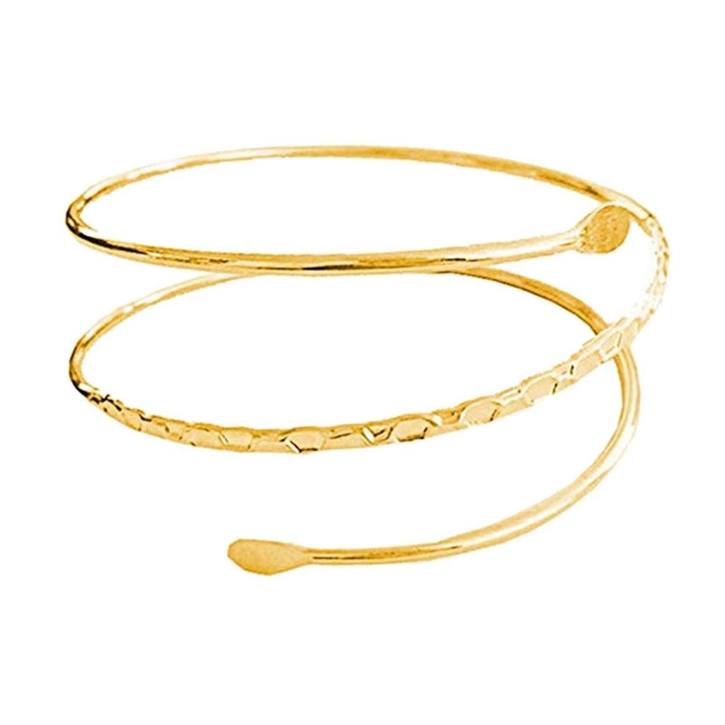 3xMinimalist Metal Coil Upper Arm Cuff Bracelet Armlet Armband Bangle Golden
