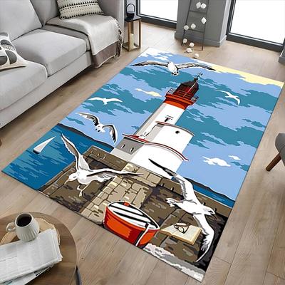 1PC Lighthouse Seagulls Anti-slip Carpet, Suitable for Office, Bedroomand Playrooms. It Can Also Be Used As a Sofa Footrest cover-W92
