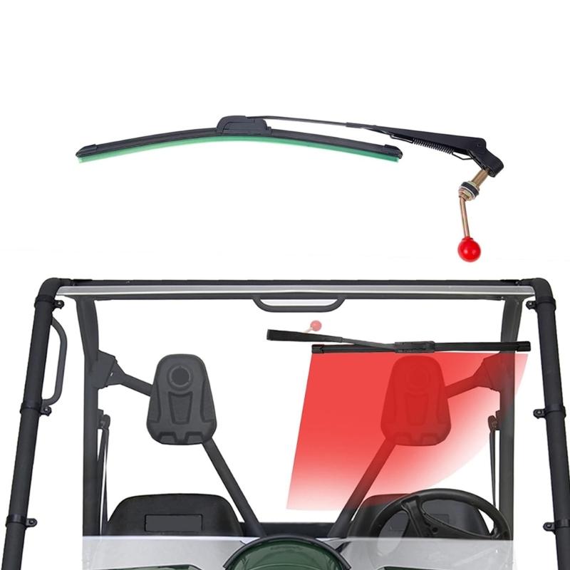 Handkurbel-Scheibenwischer-Baugruppe, Manuelles 16-Zoll-Einzelwischer-Kit mit Gewinde-Montagebasis für UTV-Glasreinigung und Reparatur