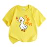 Unisex Kids 100% Cotton Crew Neck Short Sleeve T-Shirt, Cute Confused White Duck Printed Casual Tee, Soft Breathable Top for Boys Girls Daily Wear Sch