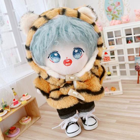 Doll Clothes Tiger Pattern Dress-up Fabric Beautiful Doll Hooded Coat Pants Outfit for 20cm Doll