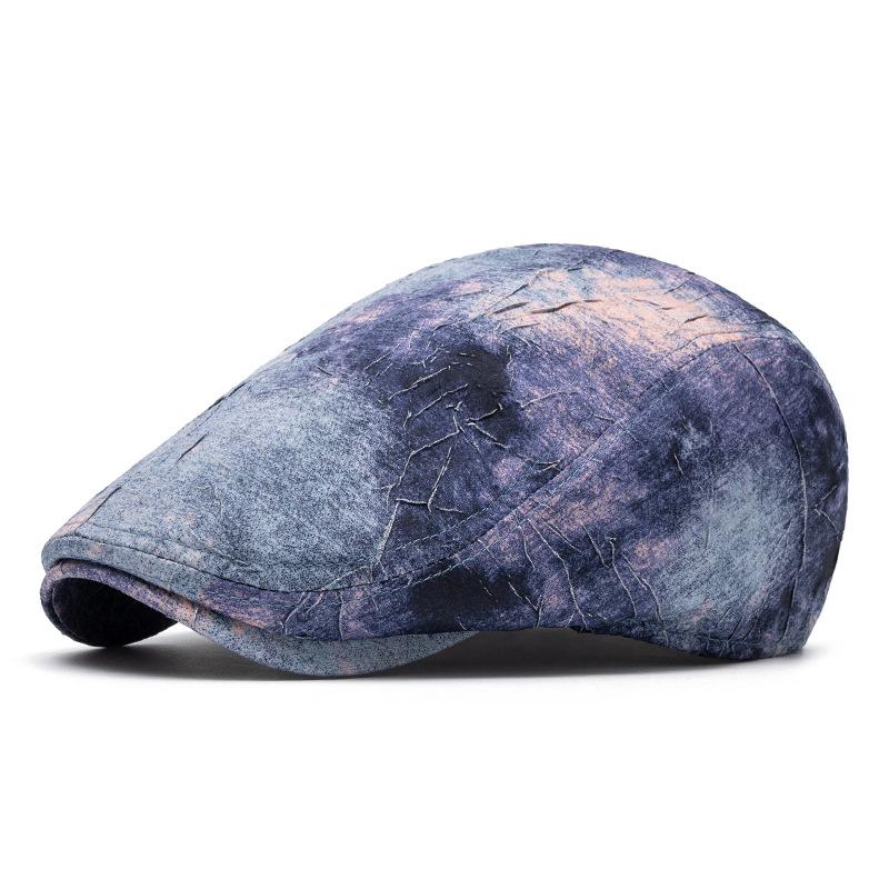 Tie-Dye Beret Women's Spring Summer Thin Cap Graffiti Forward Cap Men Newsboy Hat