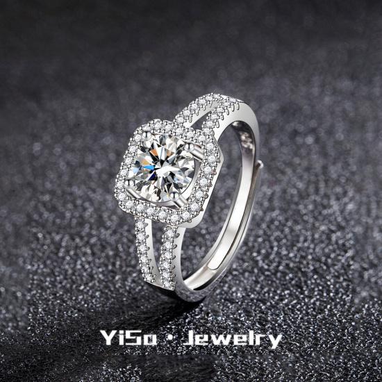 

Princess cut double-layer diamond ring, cross-border fashion, minimalist style, European and American hollow lines, micro-inlaid imitation moissanite Adjustable Opening