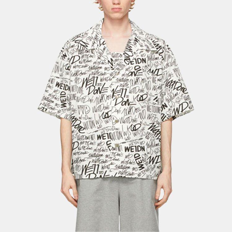 WE11DONE All Over Logo Printed Comfortable Shirt Unisex Shirts WD-BL0-21-123-U-WH