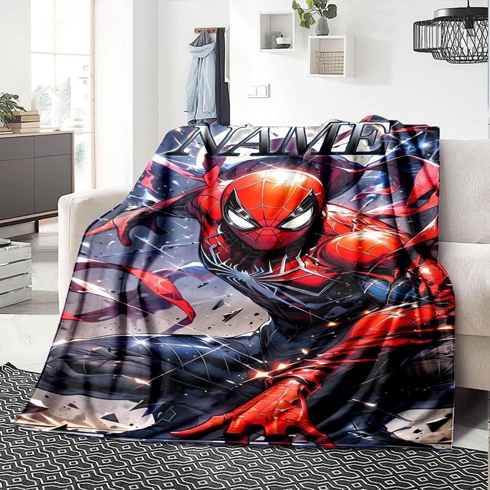 Customiz Name Personality Spider-Man Blanket Soft &Warm Sofa Office Bed Travel Lunch Break Blanket, Gift Suitable All Seasons
