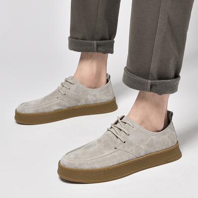 Fashion New Men's Spring Classic Lace Up Sand/Camel Cow Suede Board Shoes Casual Shoes Men's Outdoor Comfort Breathable Soft Flat Shoes