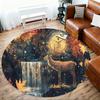 1pc Deer Pattern Office Round Rugs, Under Chair Round Rugs for Living Room, Bedroom, Bathroom Decoration Carpet 091828