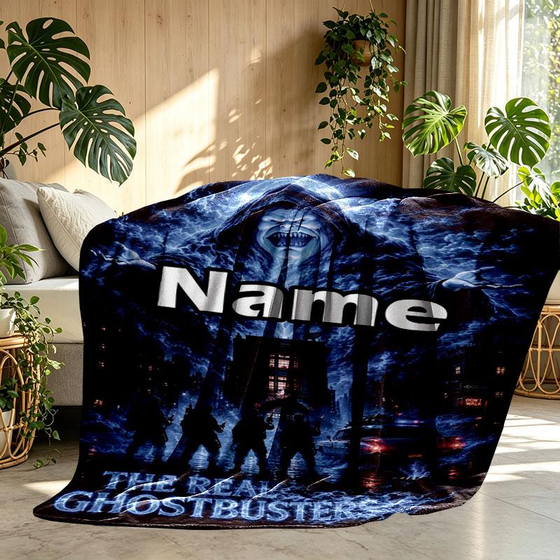 Custom Name Personalized Ghostbusters Print Blanket, Home Decor, Bedroom, Sofa, Camping, Couch, Gifts for Birthday Christmas