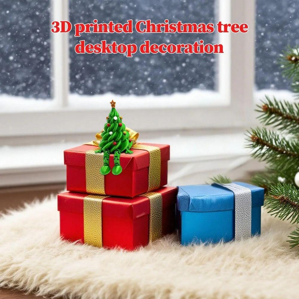 Green 3D Printed Christmas Tree Colorful Christmas Tree Model Articulated Tabletop Decor  Office