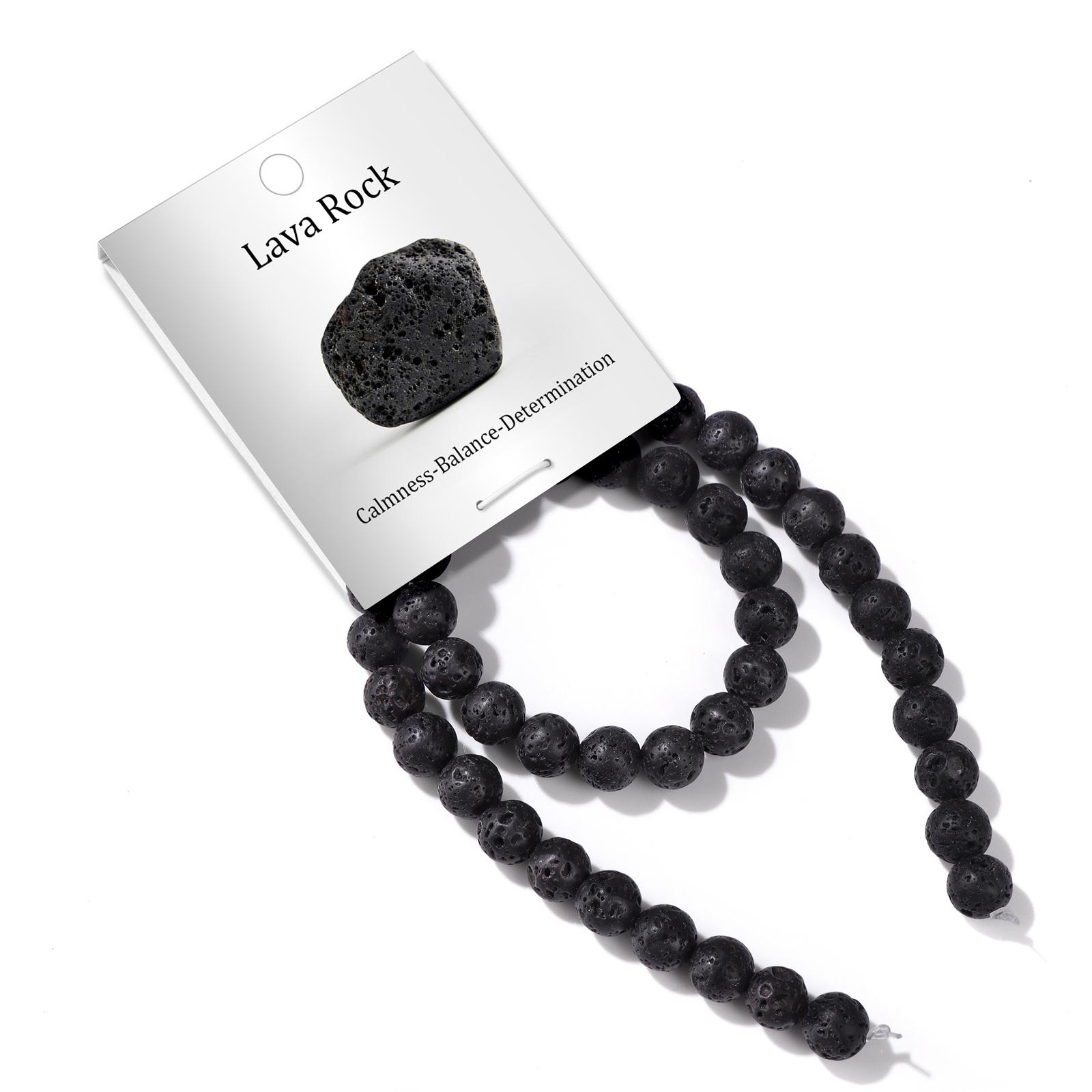 8MM 50pcs Natural Black Volcanic Lava Stone Round Beads for Jewelry Making Accessories 8MM 50PCS