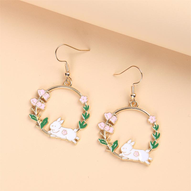 Trendy Cute Animal Drop Dangle Earrings For Women Girls Cat Rabbit Koi Dragon Colorful Enamel Golor Color Earrings Pendientes