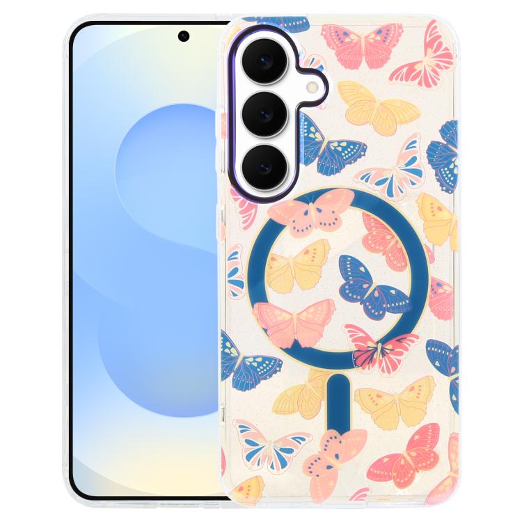 Blue Light Jungle Series Magnetic TPU Phone Case For Samsung Galaxy S24+ 5G, Raised Lens Screen Wireless Charging Protective Cover
