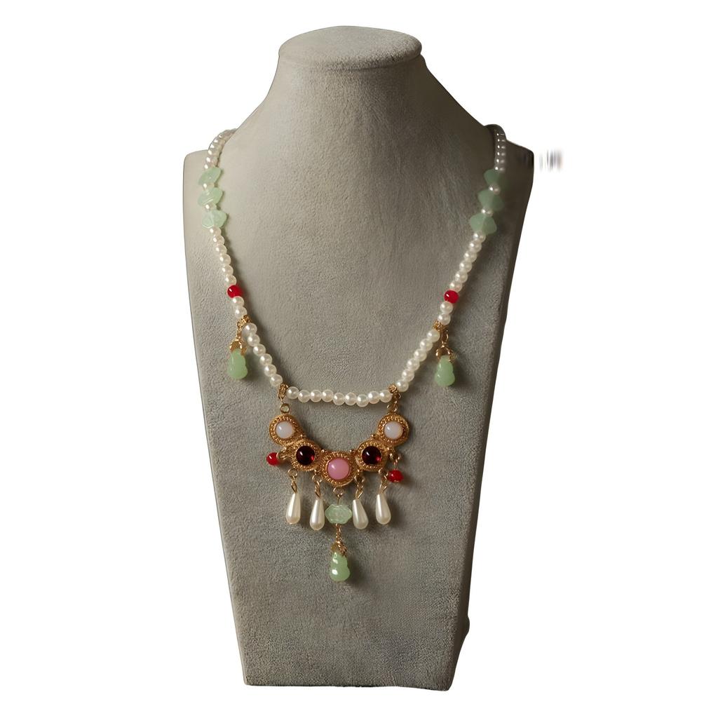 Hanfu Yingluo Long Back Cloud Safety Lock Fringed Necklace Ancient Style Ming Horse Skirt Gourd Collar Accessories