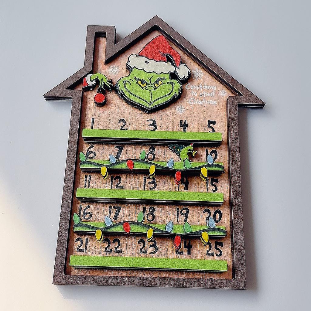 3D Christmas Countdown Calendar Wooden Wall Hanging Holiday Decoration Sign