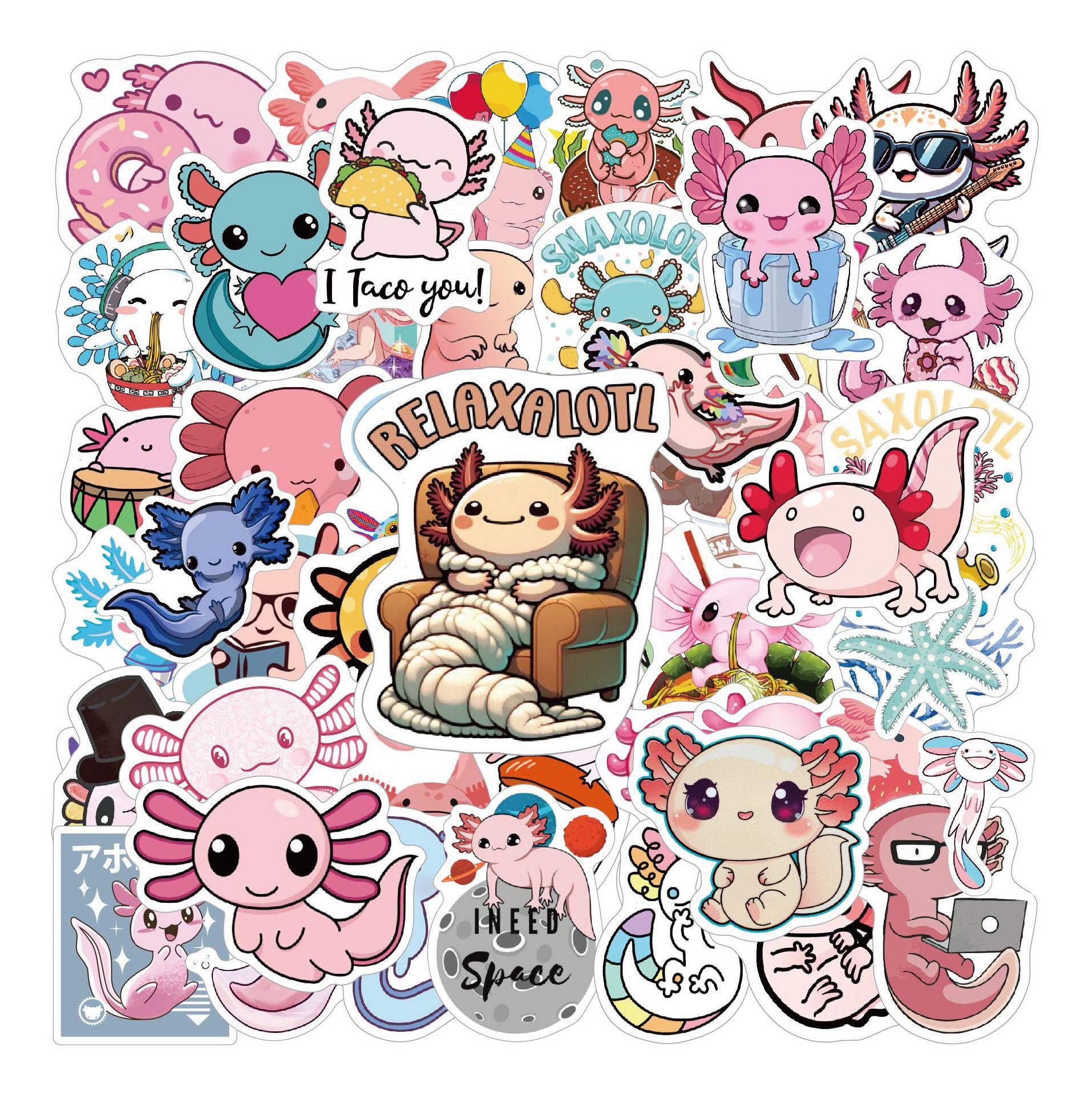 50 Pink Salamander Cartoon Stickers for Backpack Decoration 5-6.5 CM
