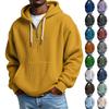 European Heavyweight Waffle Long Sleeve Hooded Sweatshirt - Men's Loose Fit, Pure Color, Casual Style