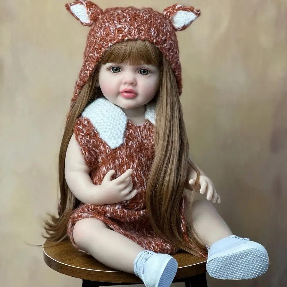 

BZDOLL Реалистичный Реборн 55 см 22 дюйма Девочка Новорожденная Кукла с Полным Мягким Виниловым Телом Принцесса Малышка Бебе Подарок на День Рождения vinyl body doll